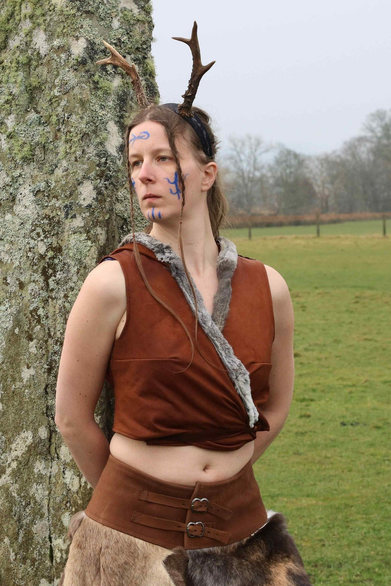 Leder top Jetta, donkerbruin