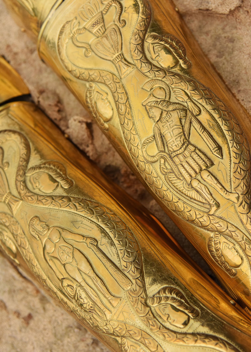 Praetoriaanse Garde scheenbeschermers, ocrae, messing, 1-1.2 mm