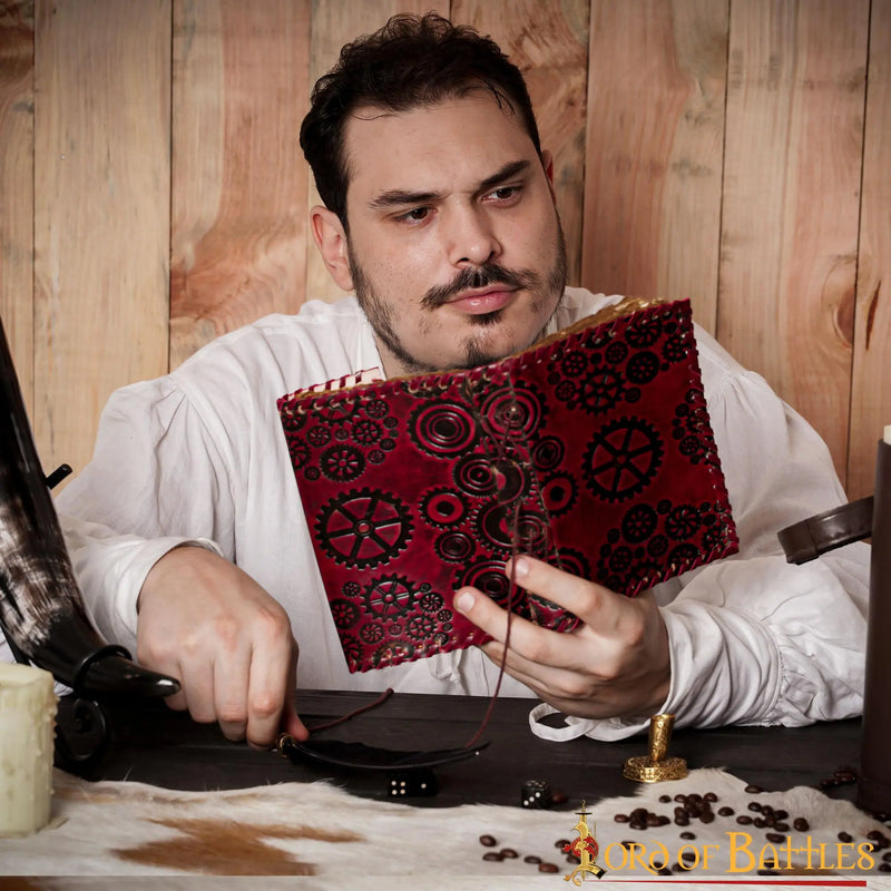 Leren boek Steampunk, antieke pagina's