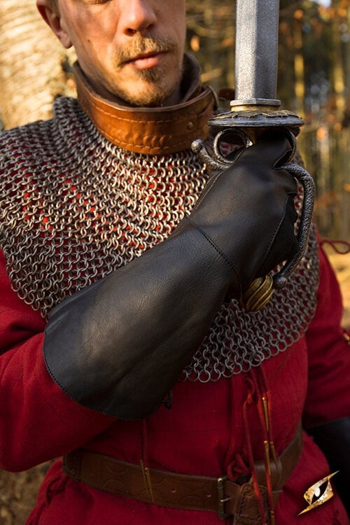 Læder middelalderhandsker, sort 