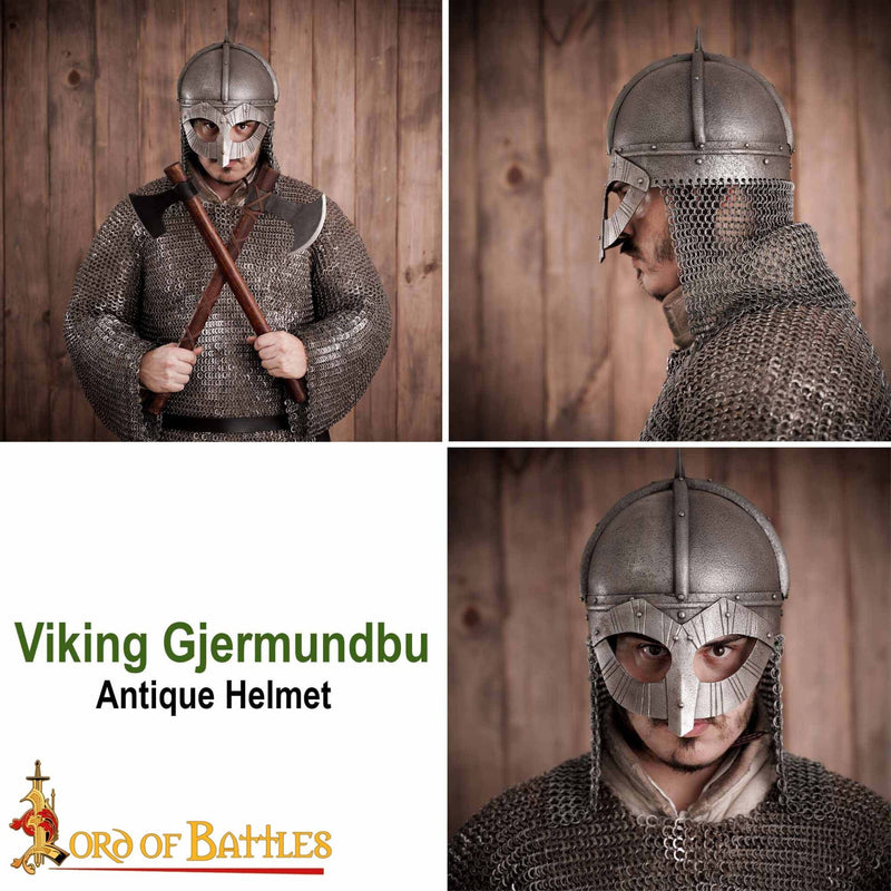 Gjermundbu helm, antieke afwerking, 2 mm (battle-ready)