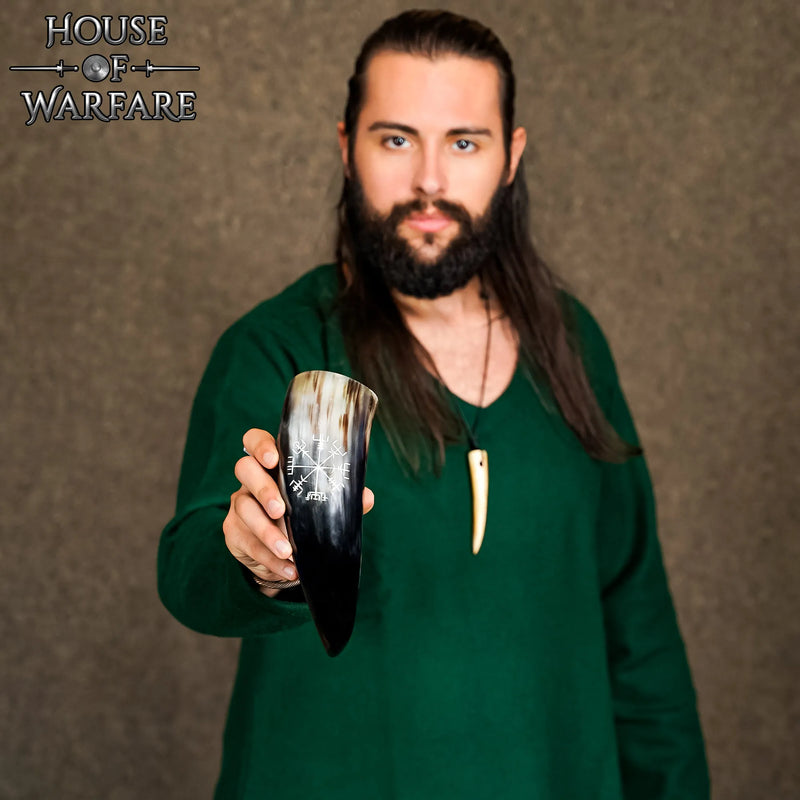 Viking drinkhoorn met Vegvisir, 300-500 ml