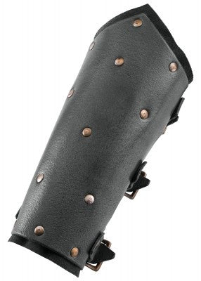 Leather bracers, underarm guards with rivets, black