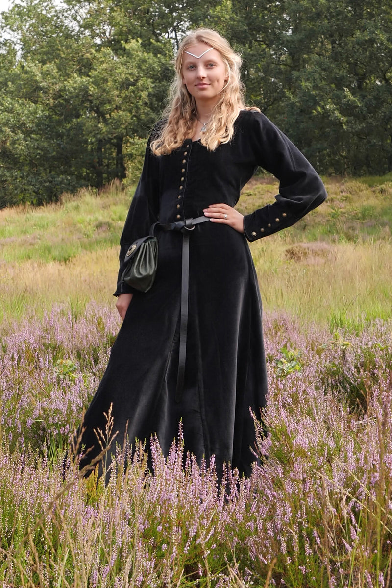 Fluwelen cotehardie Christina, zwart