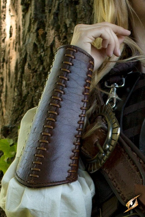 Kamp læder bracers, armskinner, brun 