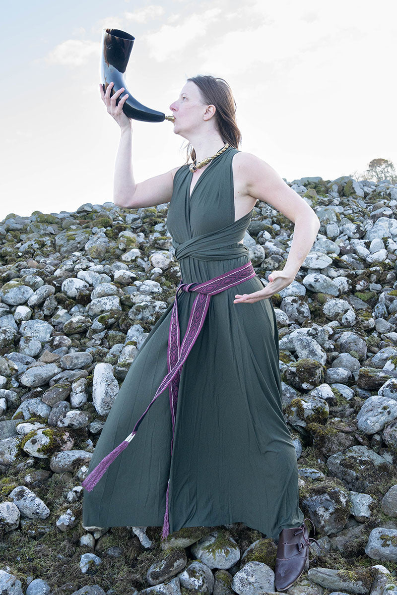 Goddess dress aphrodite, natural green