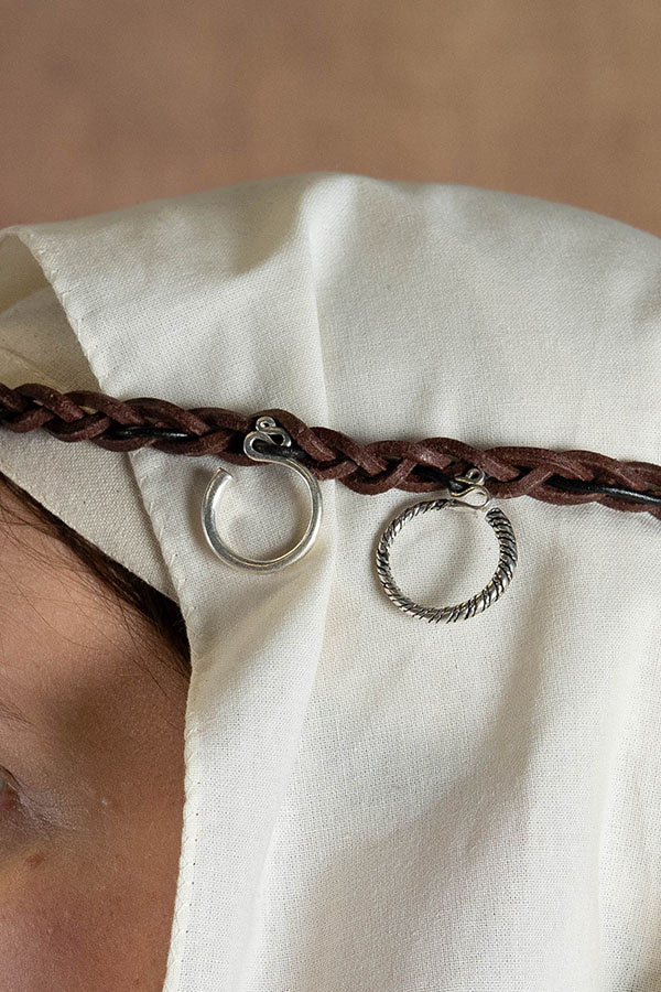 Decorated Slavic temple rings, silvered bronze