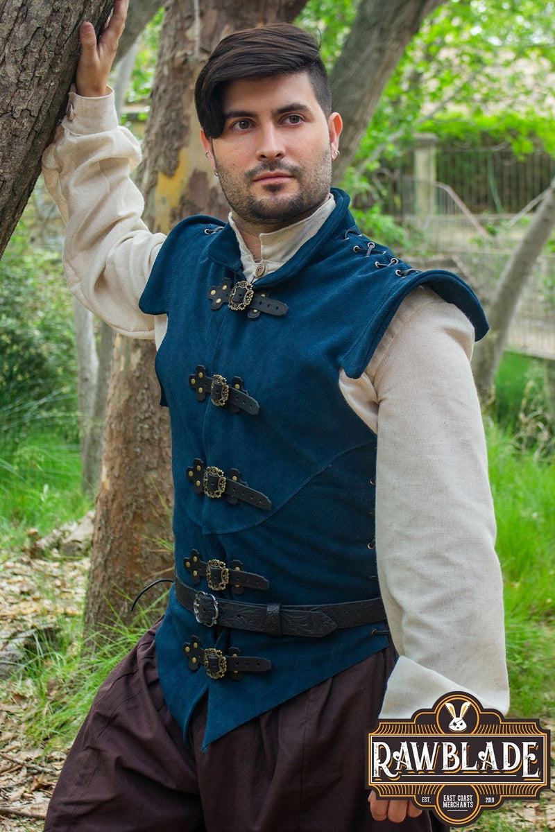 Diego Splitläder Jerkin, blå 