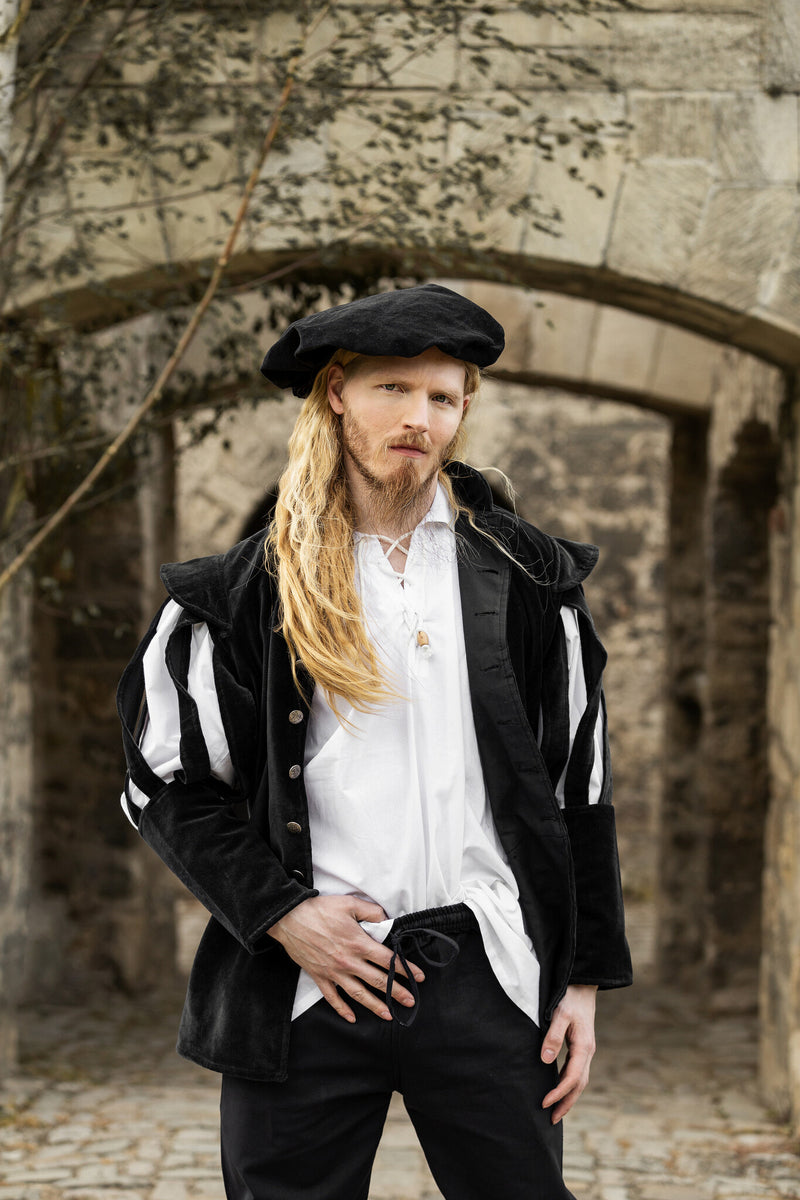 Doublet met open mouwen, zwart