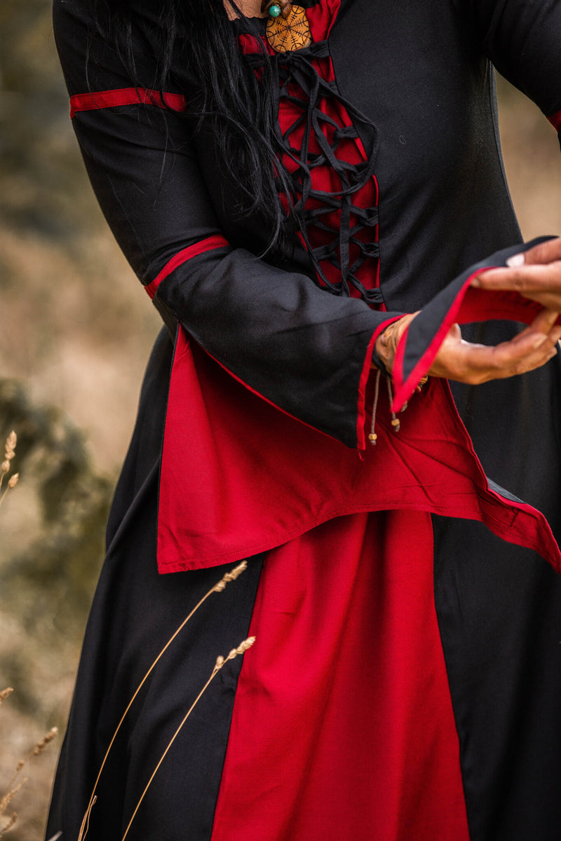 Jurk Eleanora rood-zwart