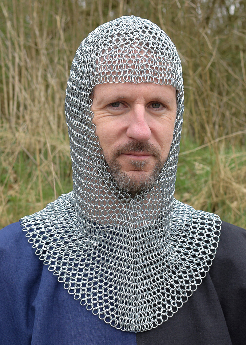 Maliën coif met driehoekige hals, verzinkt, 9 mm