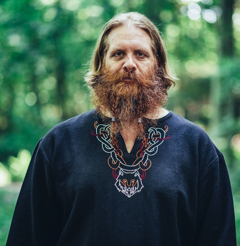 Viking Tunic Wolf Fenrir, sort