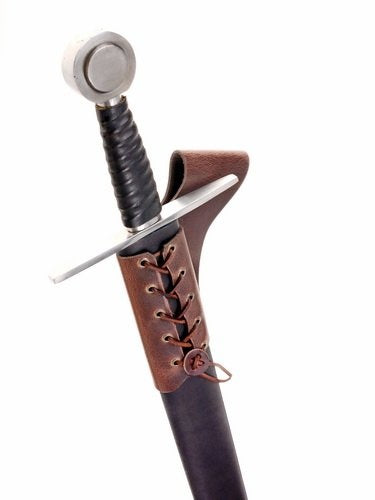 Porte-épée en cuir avec lacet, brun 