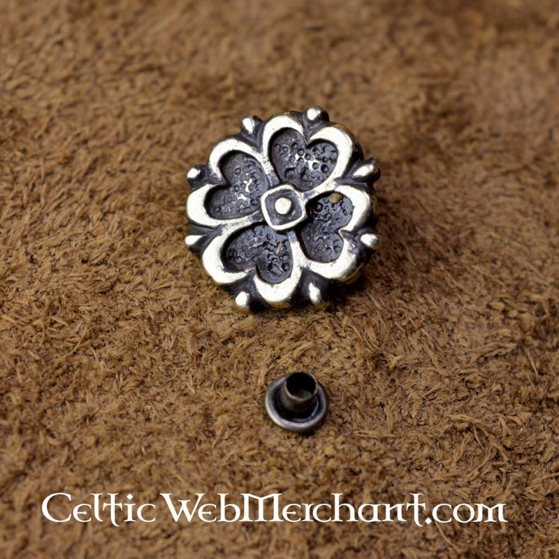 Riembeslag roos (set van 5), 16e eeuw, brons