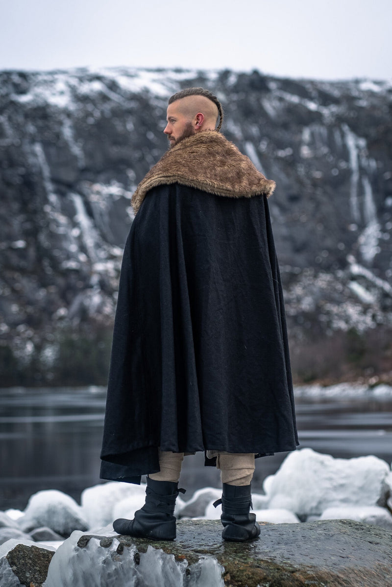 Bontmantel John, zwart, wolmix