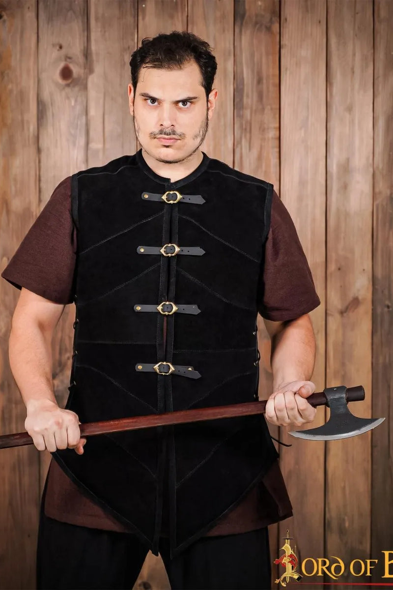 Leren jerkin Belon, zwart