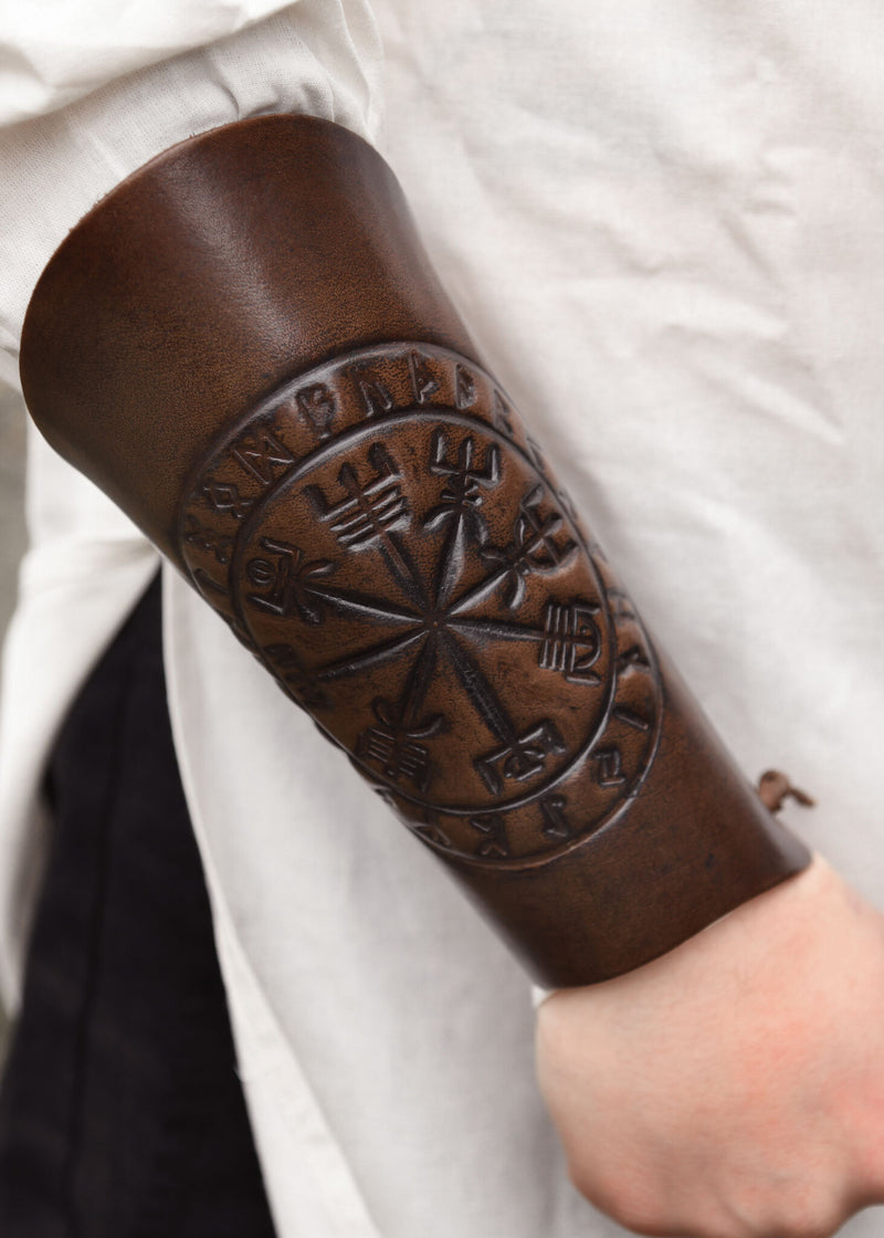 Vegvisir brazaletes de cuero, avambrazos 