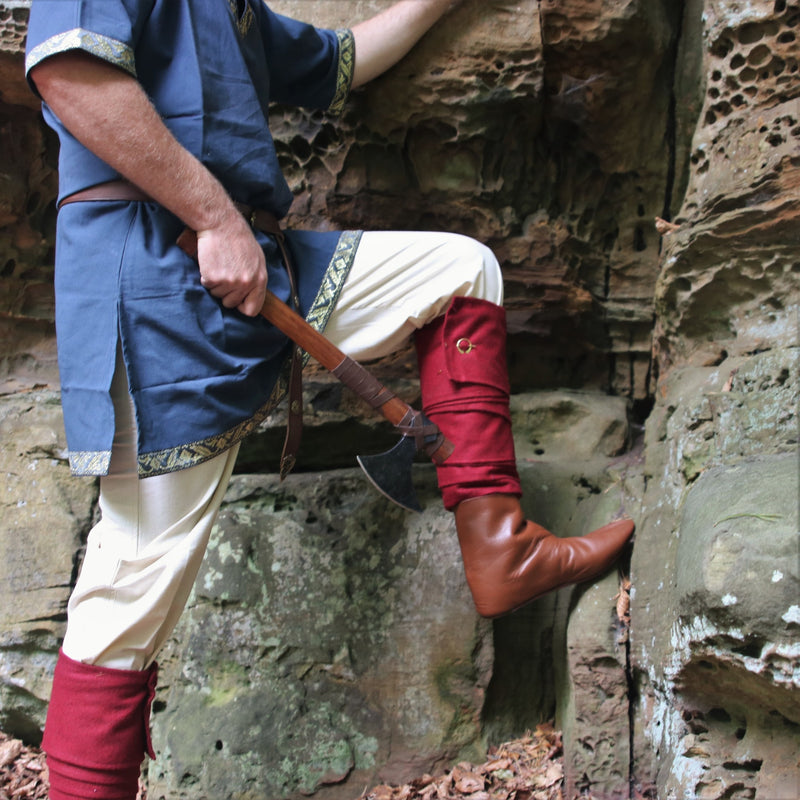 Leg wrappings Hredulf, red, wool mix