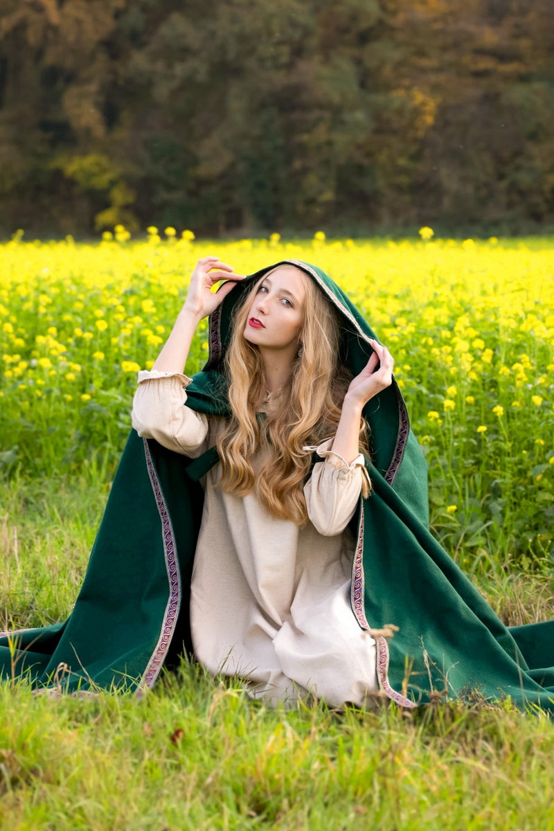 Broderie manteau Lyra, vert, mélange de laine 