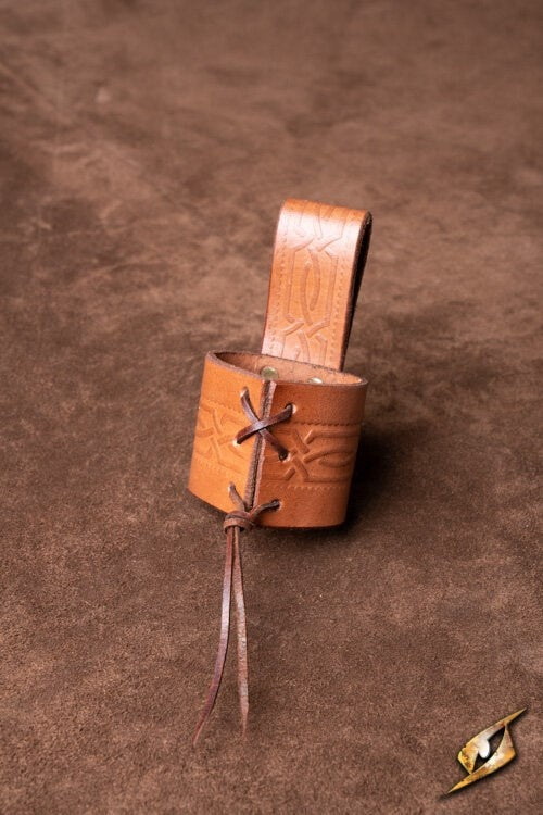 Leren drinkhoornhouder Edda, bruin