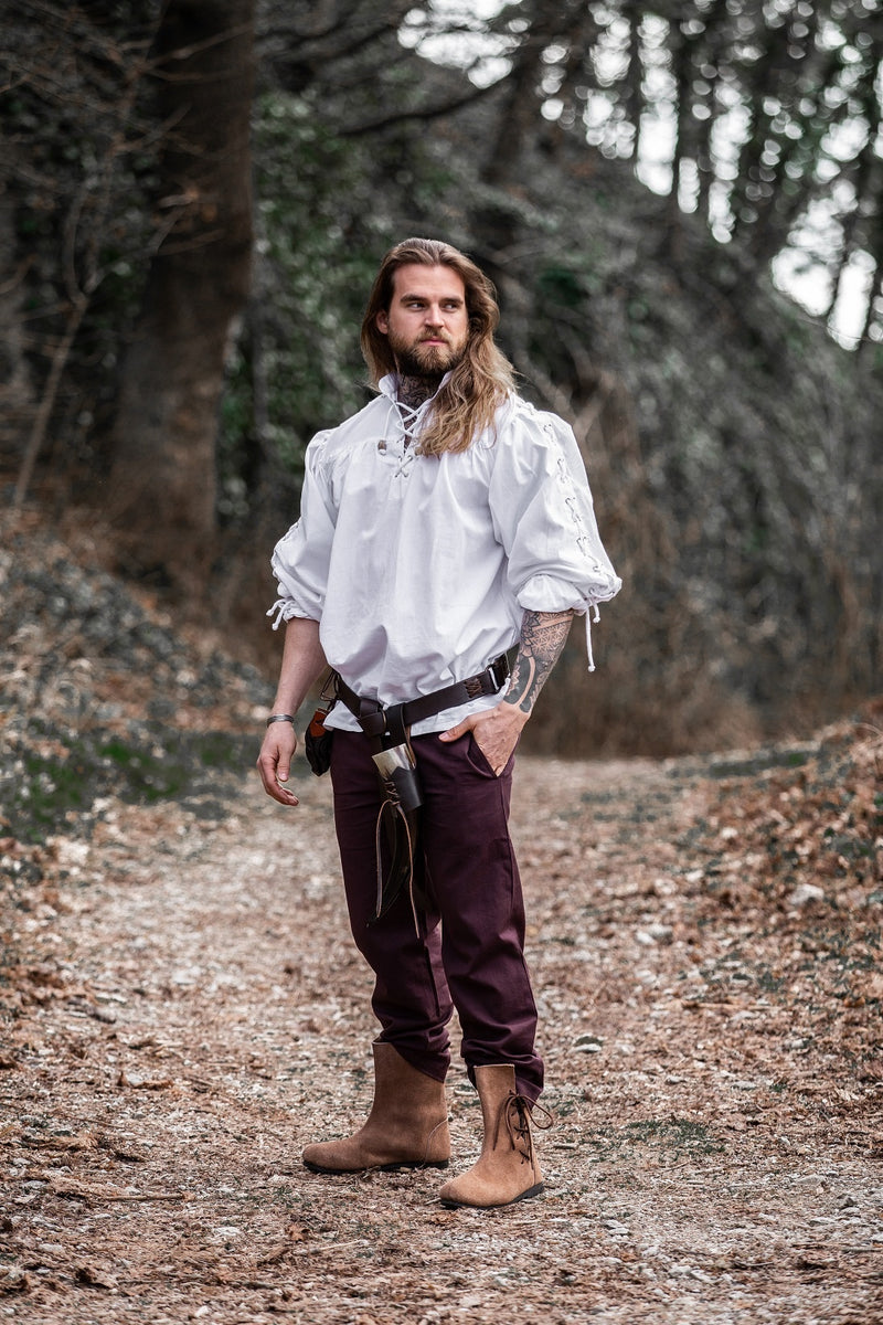 Piratenhemd met veters, wit