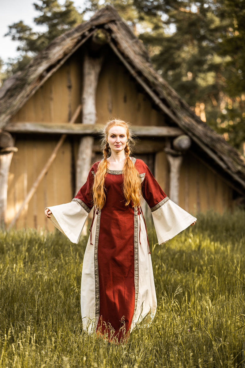 Jurk Cleena crème-rood