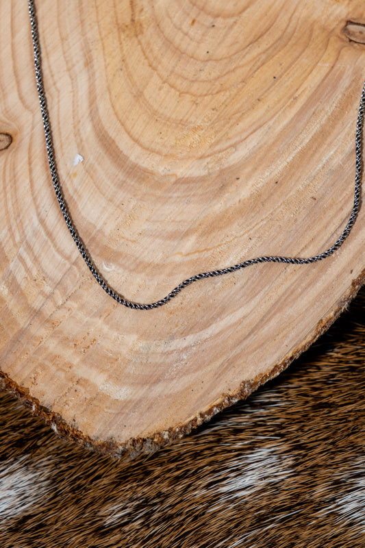 Zilveren schakelketting 46 cm, hout