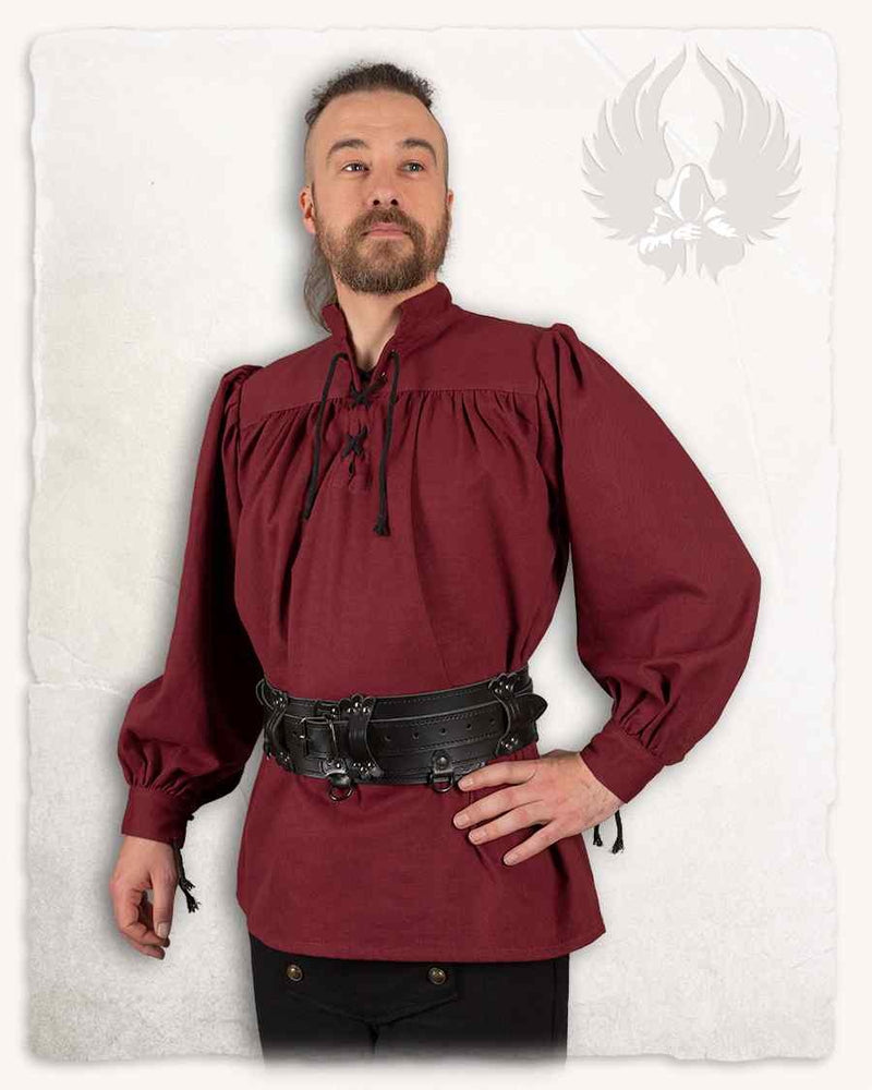 Camicia medievale Ansgar, rosso bordeaux 
