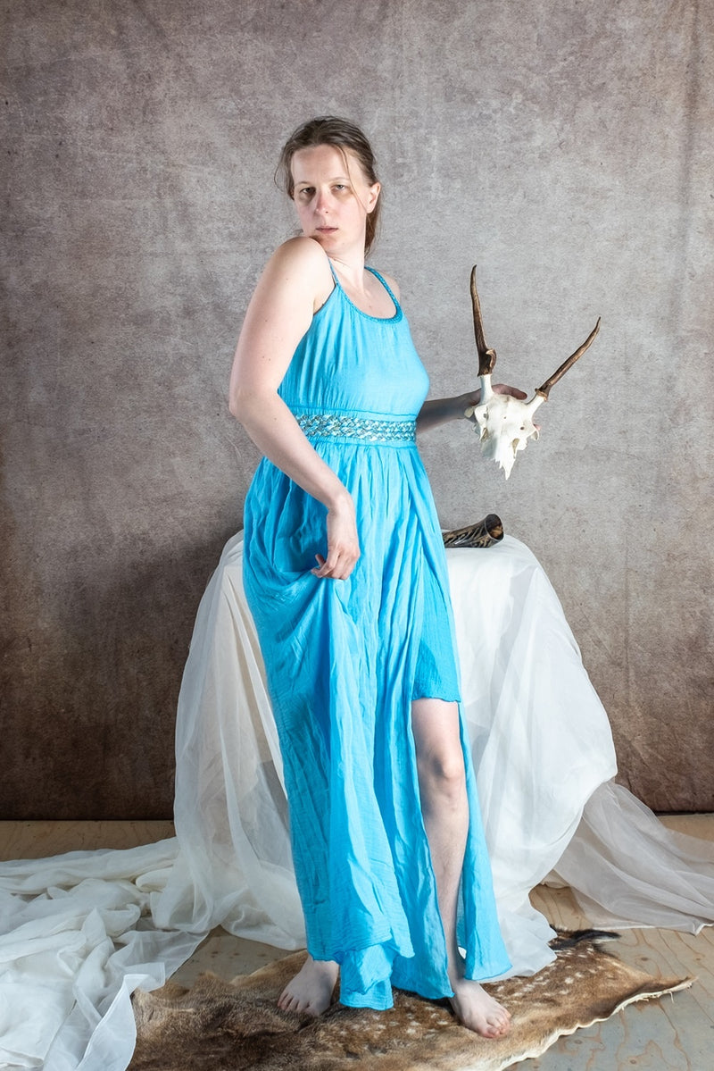 Godinnen jurk Thetis, turquoise