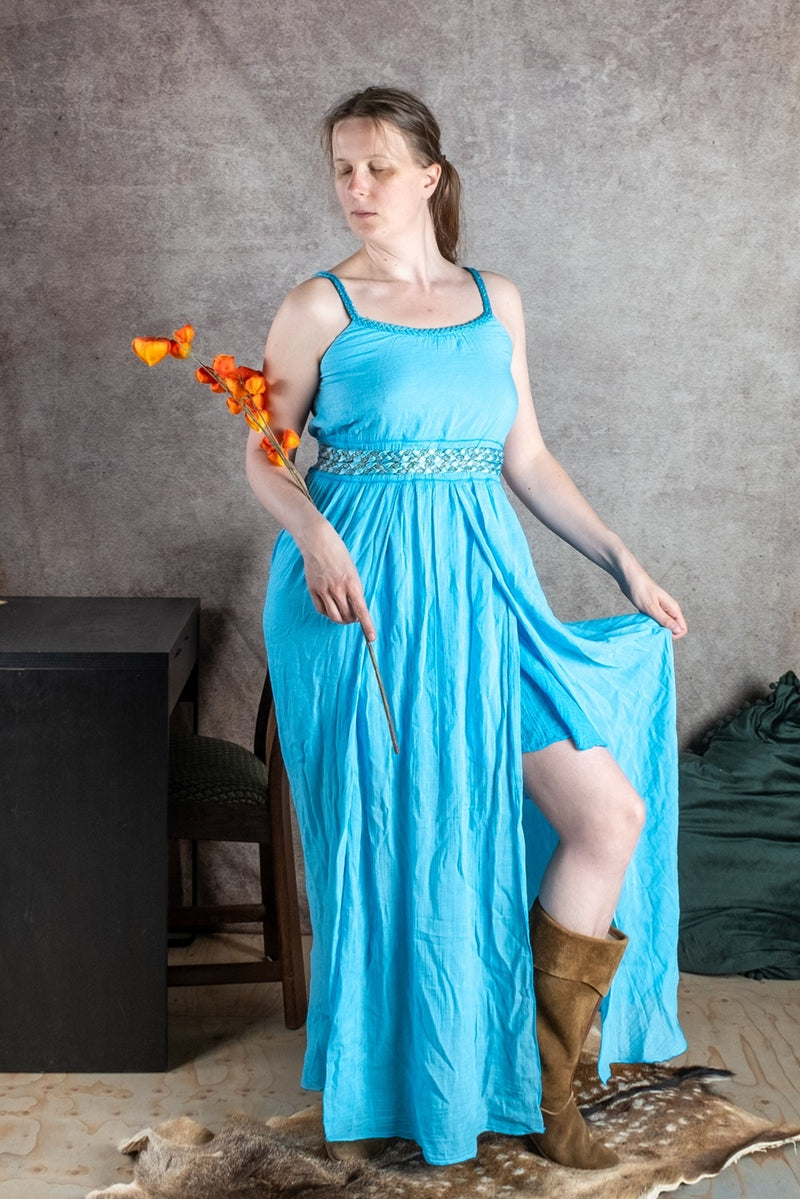 Godinnen jurk Thetis, turquoise