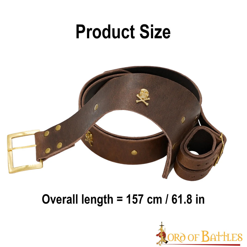 Pirate belt with sword holder, 157 cm, brown