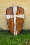 LARP kite shield wood with white cross