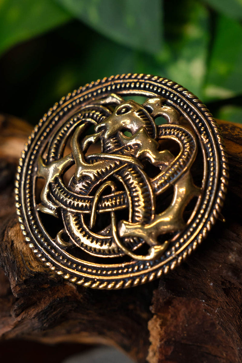 Urnes-Stil Scheibenfibel, messing 