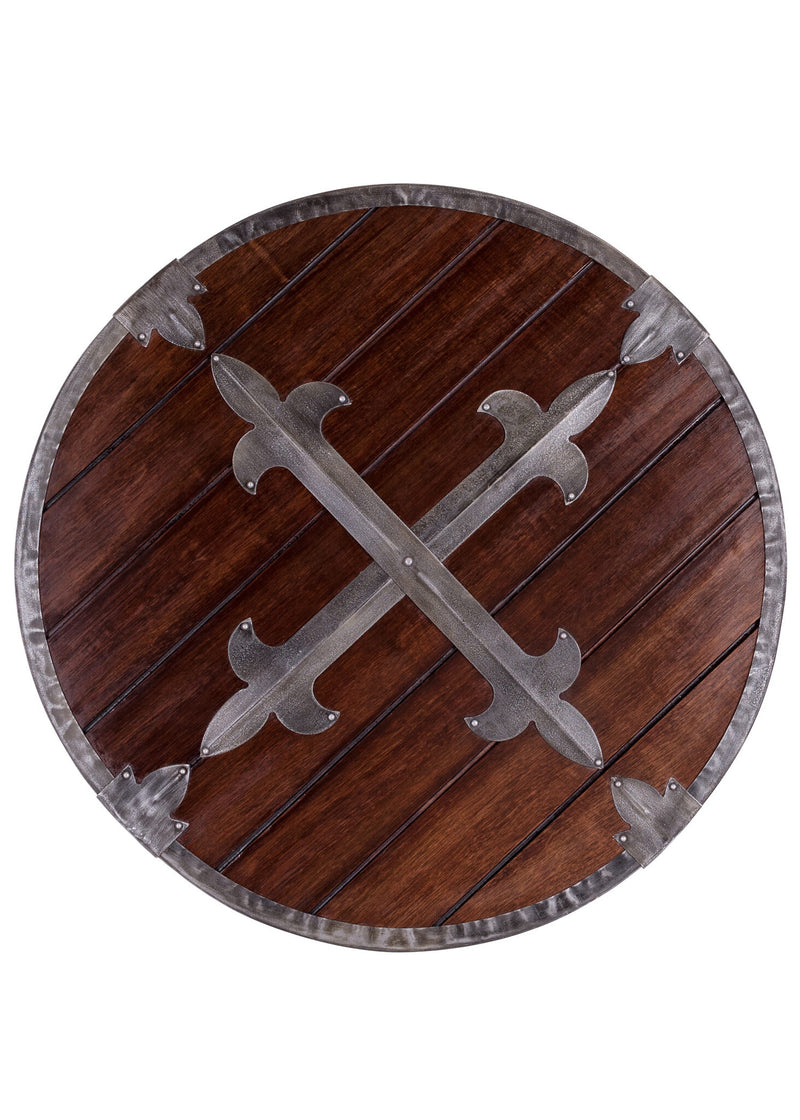 Wooden round shield with cross