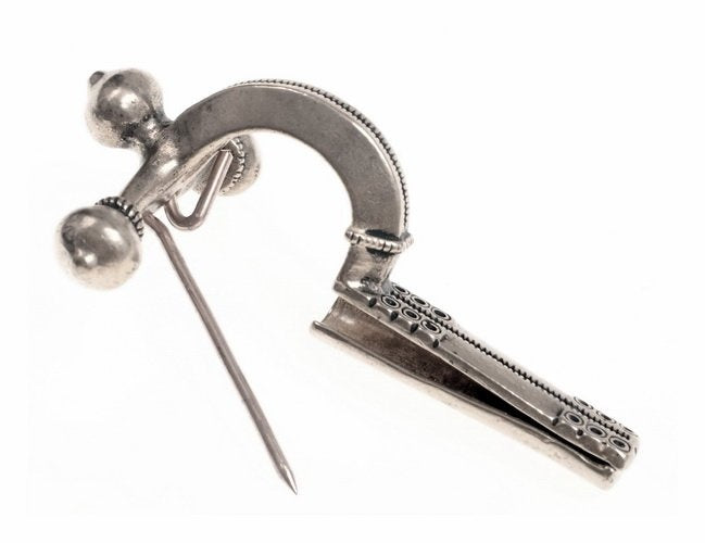 Romeinse kruisboogfibula, verzilverd brons