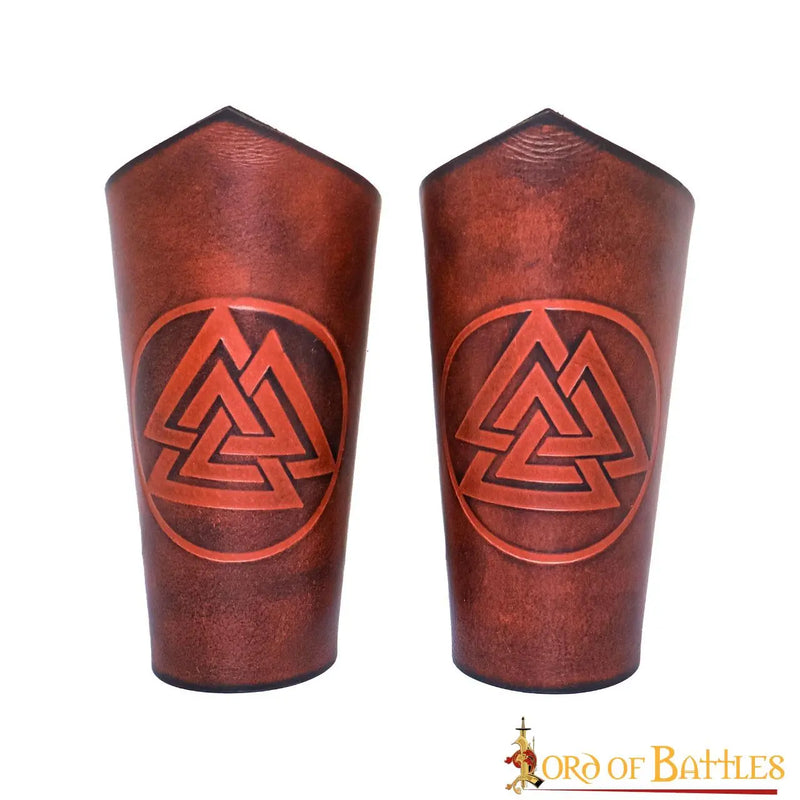 Leren bracers Valknut, rood