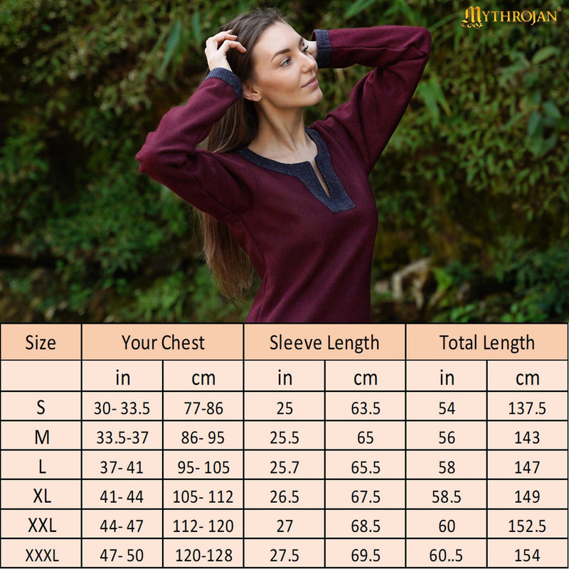 Wollen Viking jurk Siggi, bordeauxrood