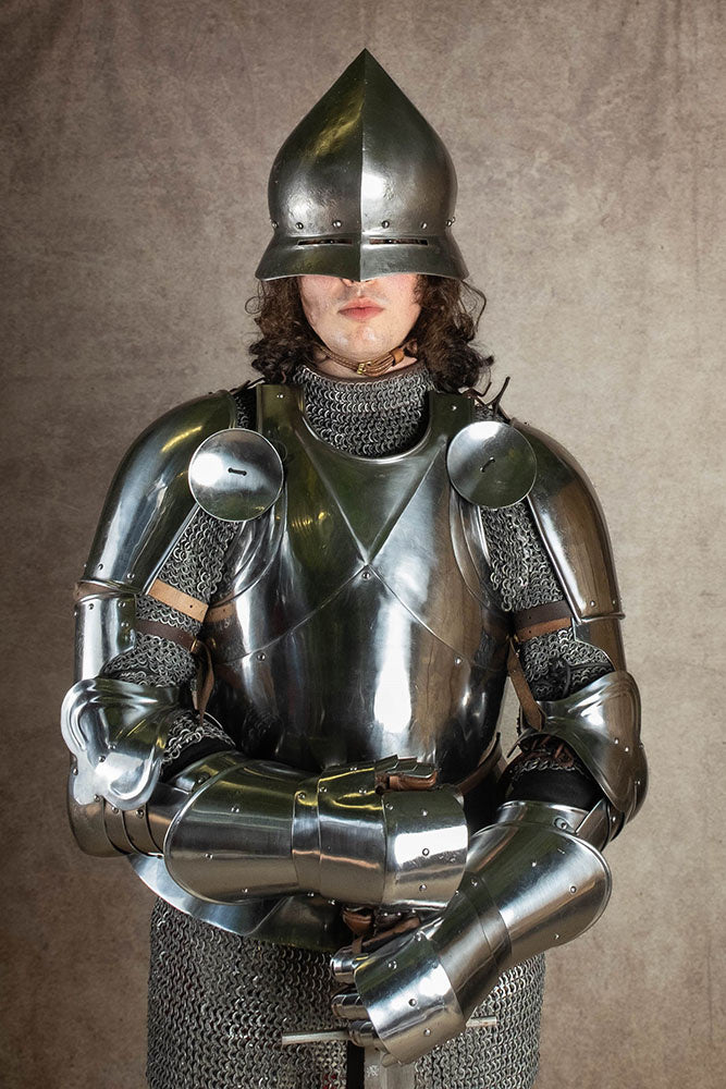 chapel de fer allemande du XVe siècle avec finition antique, 1,6 mm 