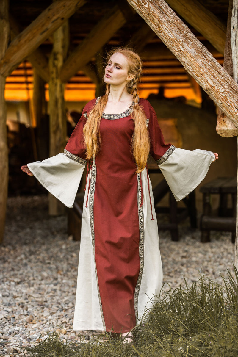 Jurk Cleena crème-rood