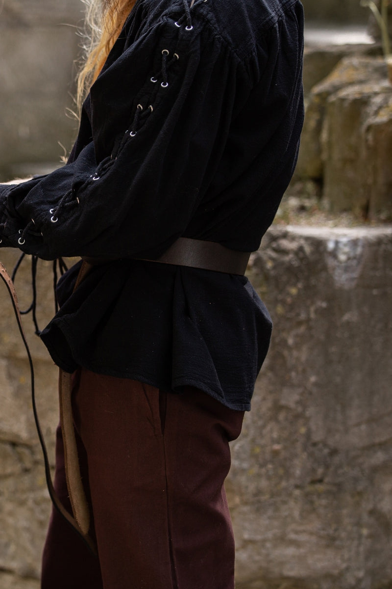 Piratowa koszula z koronkami, czarna