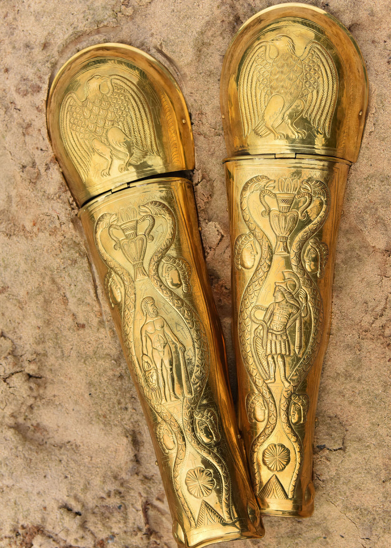 Praetoriaanse Garde scheenbeschermers, ocrae, messing, 1-1.2 mm