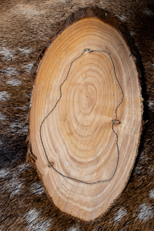 Zilveren schakelketting 46 cm, hout
