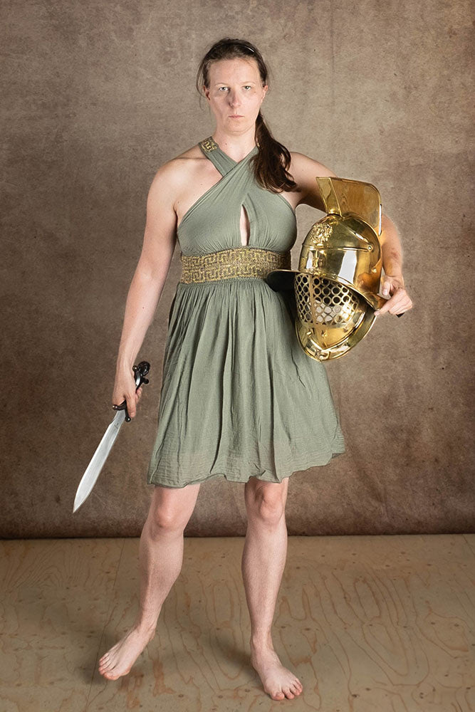 Goddess Dress Persephone, short, nature green