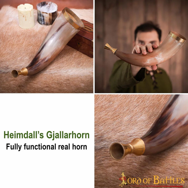 Viking signal horn with brass mouthpiece