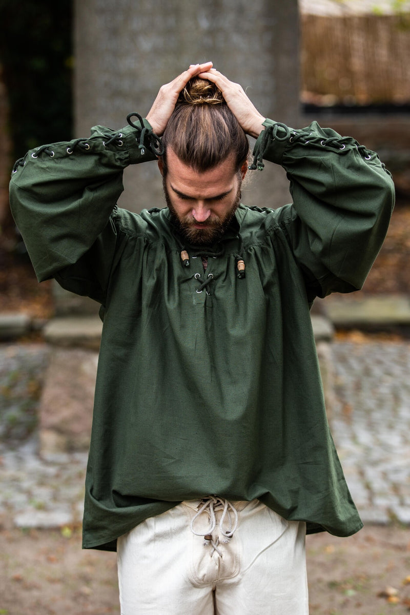 Piratowa koszula z koronkami, zielona