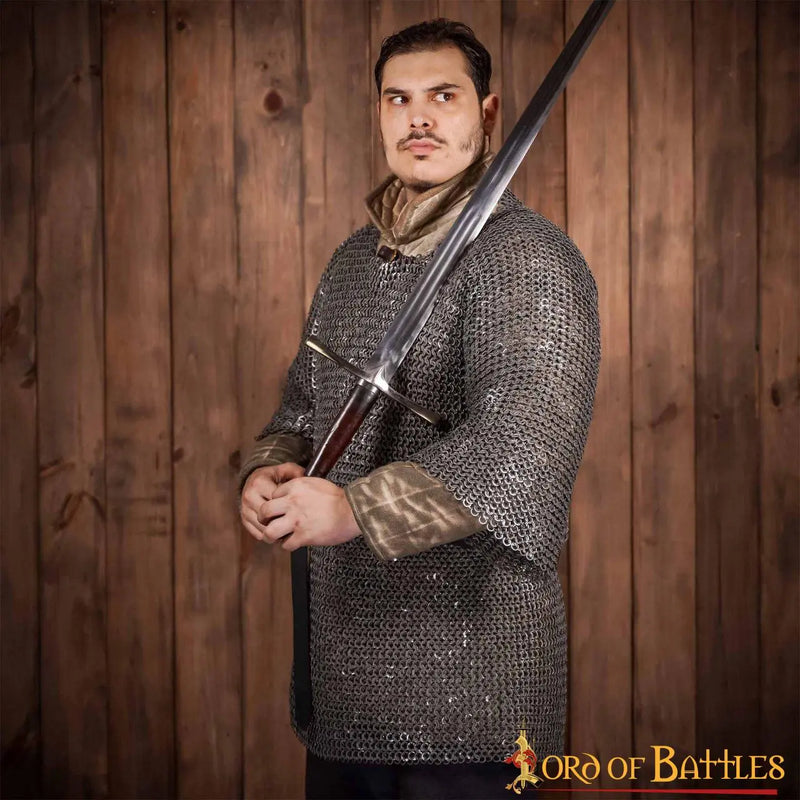 Maliën haubergeon, gemixte platte ringen, ronde klinknagels, 9mm