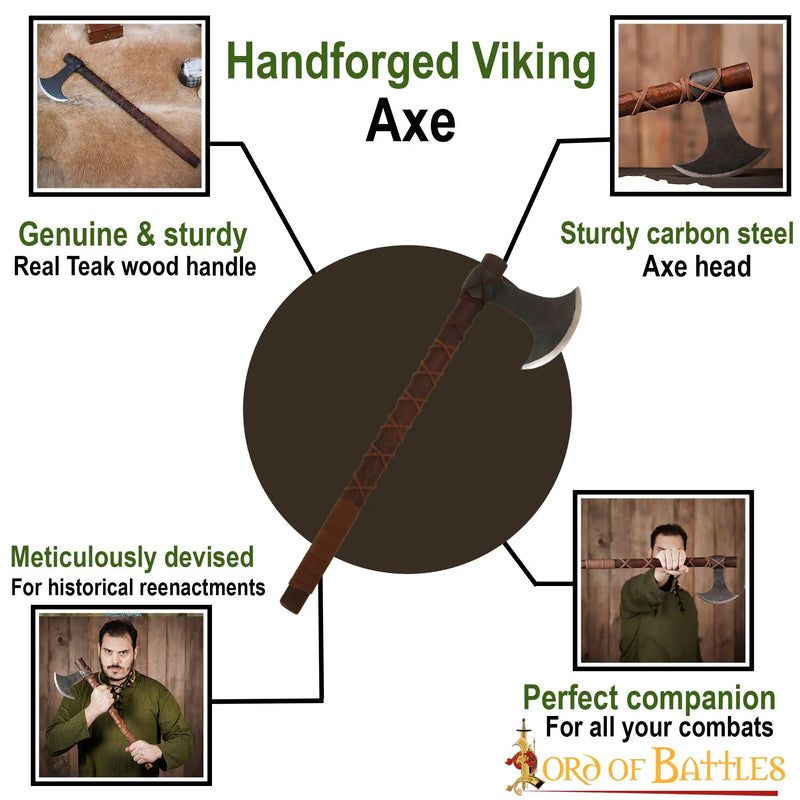 Daneøkse med læder greb, type M, halvskarpt 