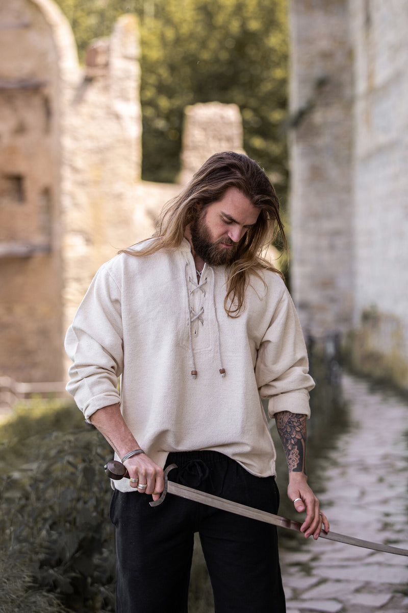 Dik katoenen hemd, crème