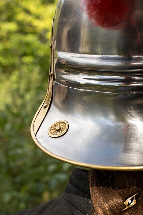 Romeinse legionairshelm met rode helmkam, 1-1.2 mm