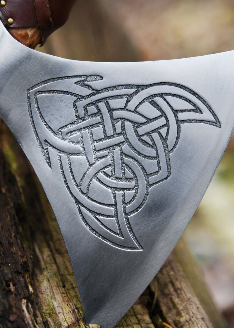 Viking bijl, type M, gegraveerd, semi-scherp